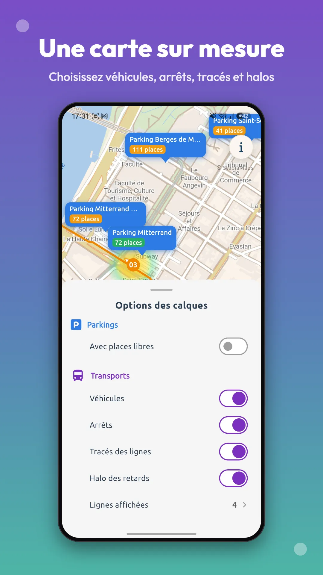 Panneau des options des calques